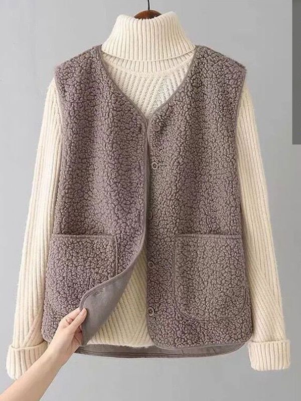 Korean style Autumn New Vest Women's new middle-aged mom vest autumn and winter top coat waistcoat Korean style plus size