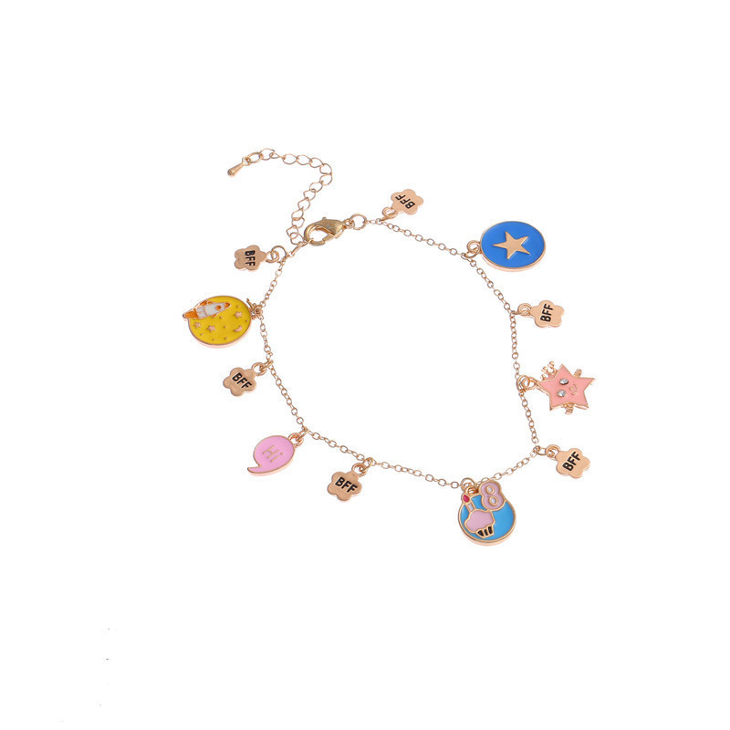 Cross-Border Hot-Selling Kidsren's Jewelry Kidsren's Jewelry Bff Bracelet Cartoon Star Alloy Oil Dripping Kidsren's Bracelet
