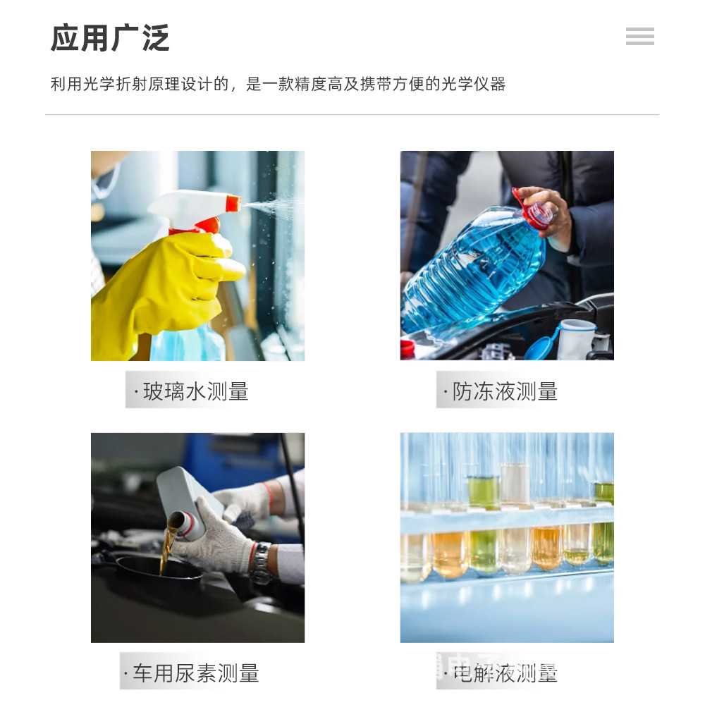 4-in-1 car urea concentration meter battery liquid hydrometer glass cleaning agent detection antifreeze freezing point refractometer