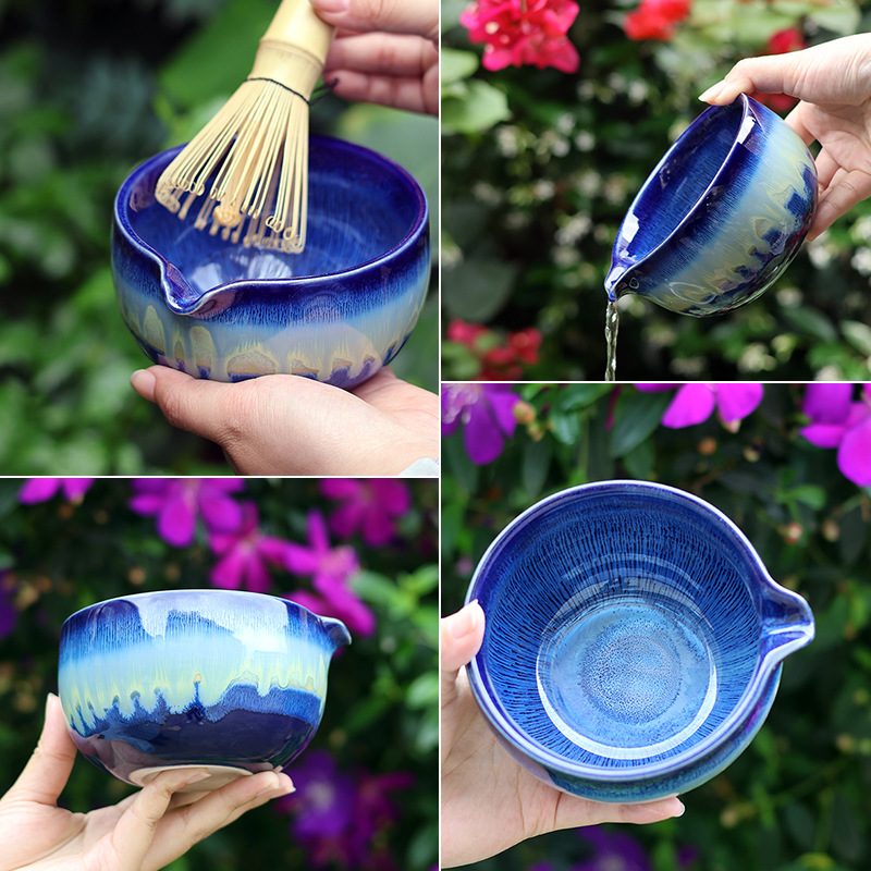 Japanese Style Matcha Large Caliber Standard Matcha Bowl Tea with Kiln Glaze Japanese and Korean Style Tea Soup Bowl Porcelain Bowl