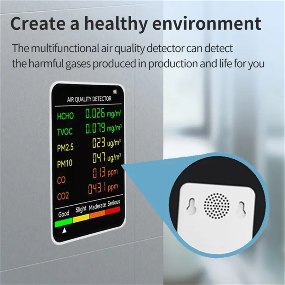 6 in 1 Carbon Dioxide Detector Pm2.5Pm1.0 Formaldehyde Detection Tvoc Detector Temperature and Humidity Co2