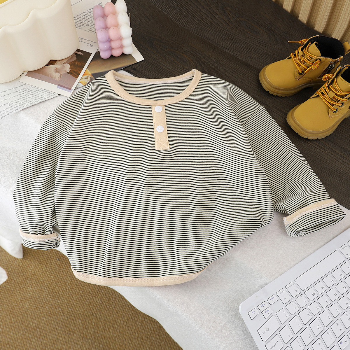 Children's Base Layer Shirt, New Autumn Style, Boys' Long-Sleeve T-Shirt, Girls' Base Layer Shirt, Striped Boys' Clothing, Children's Clothing Wholesale