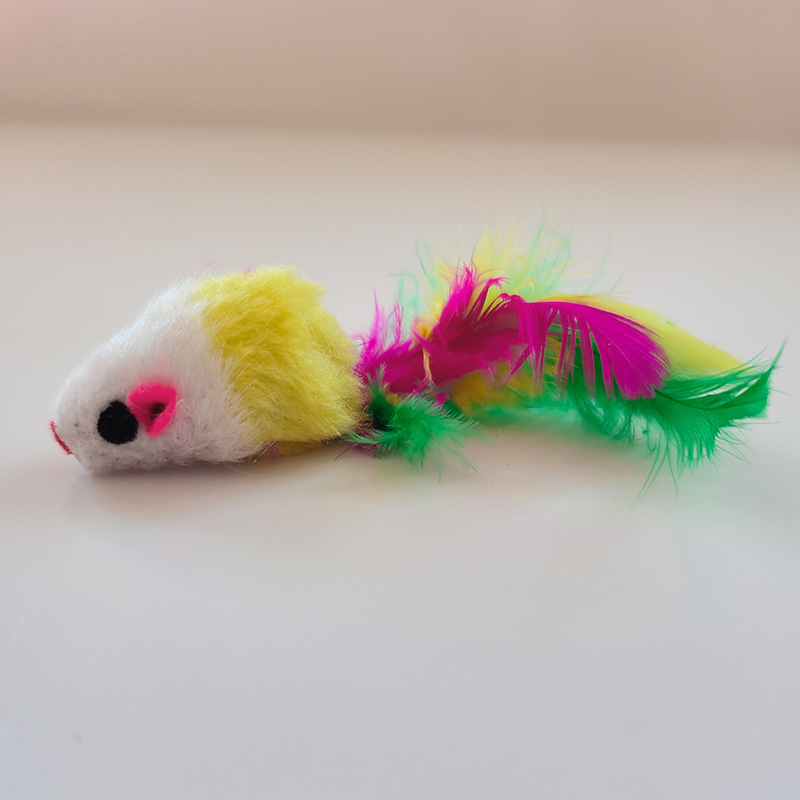 Stitching plush mouse color feather tail two-color mouse cat toy plush mouse simulation mouse
