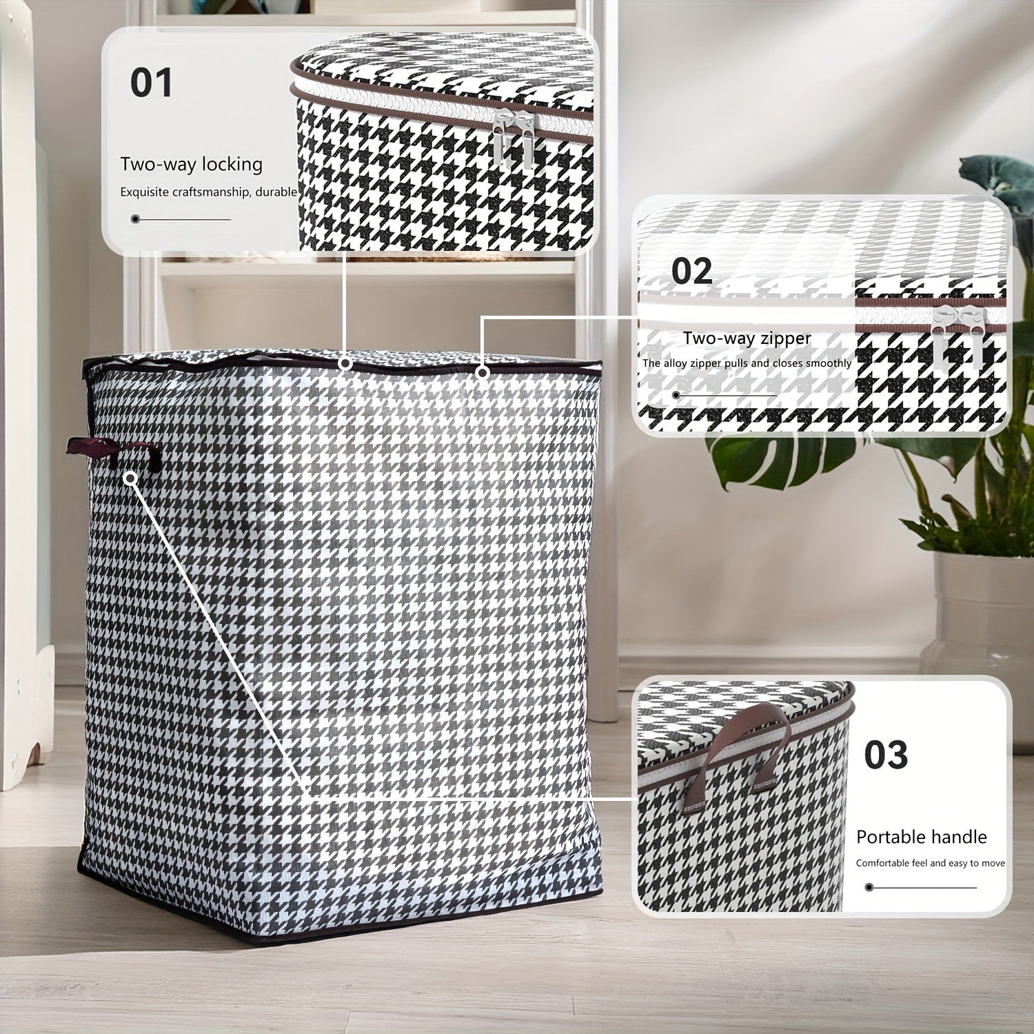 2025 New Cross-Border Dropshipping 3/1 47.55 Gallon Houndstooth Canister Box Cross-Border Dropshipping