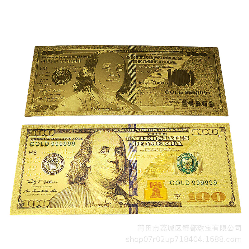 Imitation Gold Foil Commemorative Gold Banknote Double-Sided 100 Dollar Gold Foil Banknote to Attract Wealth and Money Mother American Travel Commemorative Banknote as a Gift