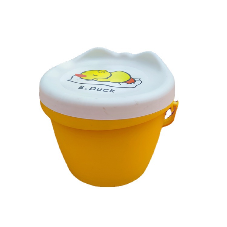 Plastic Yellow Duck Storage Stool Children's Cartoon Doodle Stool Toy Sundries Wet Wipes Storage Stool with Lid for Sitting