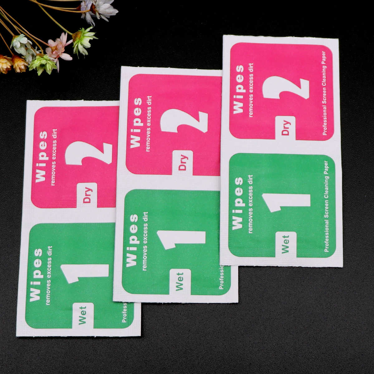 Factory wholesale 1 2 dry and wet alcohol bag mobile phone tempered film auxiliary tools dust removal and cleaning suit alcohol cotton