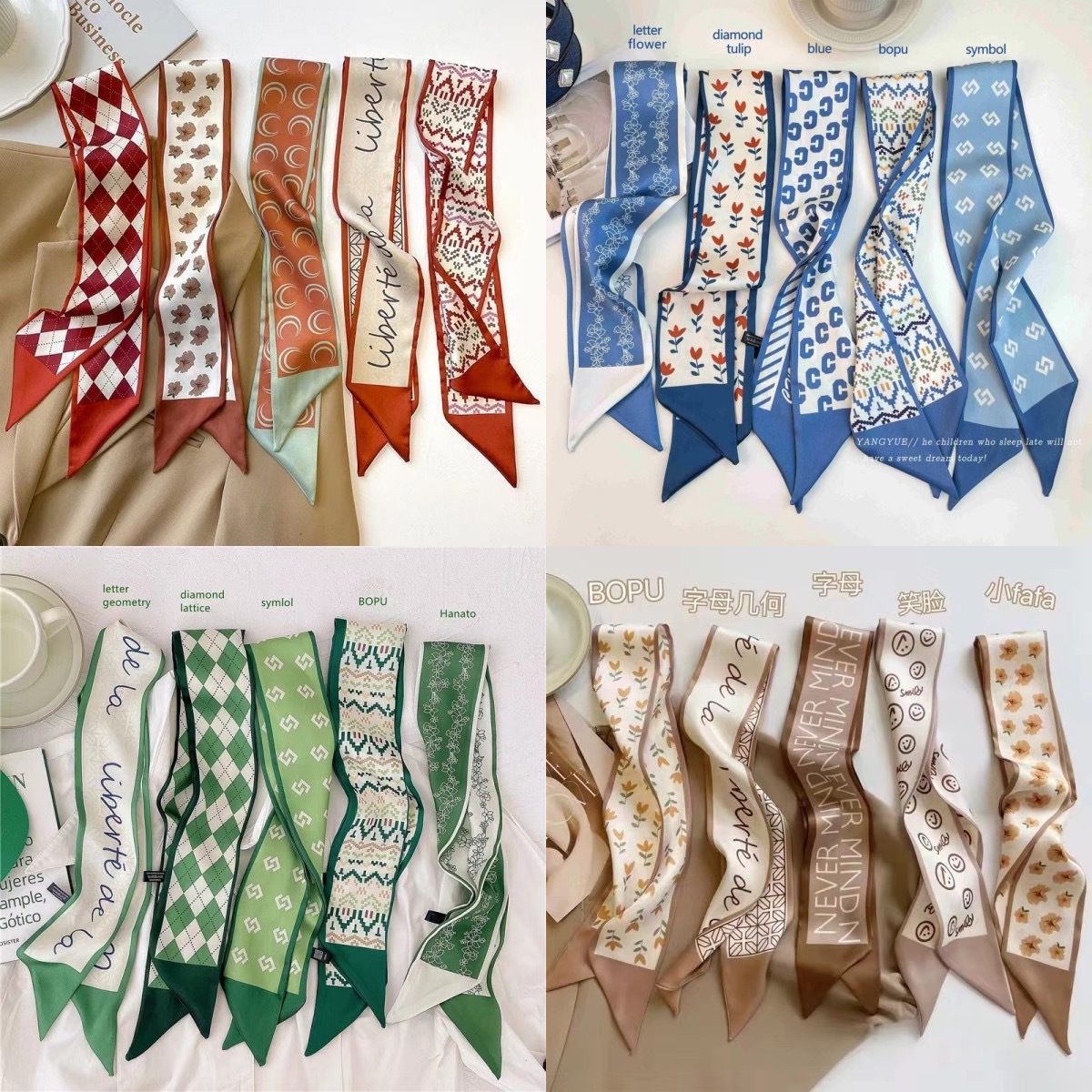 Satin High-end Style Hair Tie Long Silk Scarf Hair Band Elegant Simple All-match Hair String Ribbon Hair Accessories Women's Tie Bag