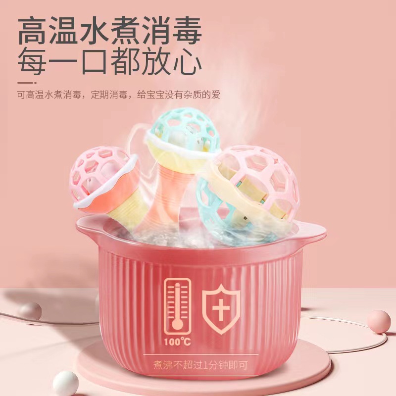 Baby's Hand-held Ball Soft Rubber Rattle Toy Can Bite Boiled Newborn 0-6-12 December Baby Yizhi Pacification Wholesale