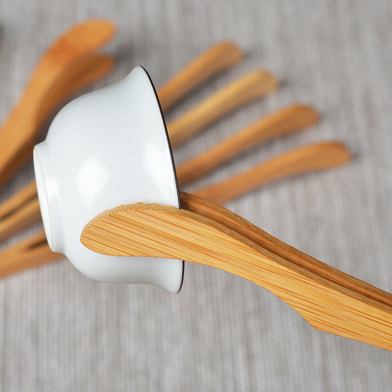 Wholesale bamboo clip home Tea clip tea ceremony accessories Cup clip with teeth bamboo clip engraved LOGO