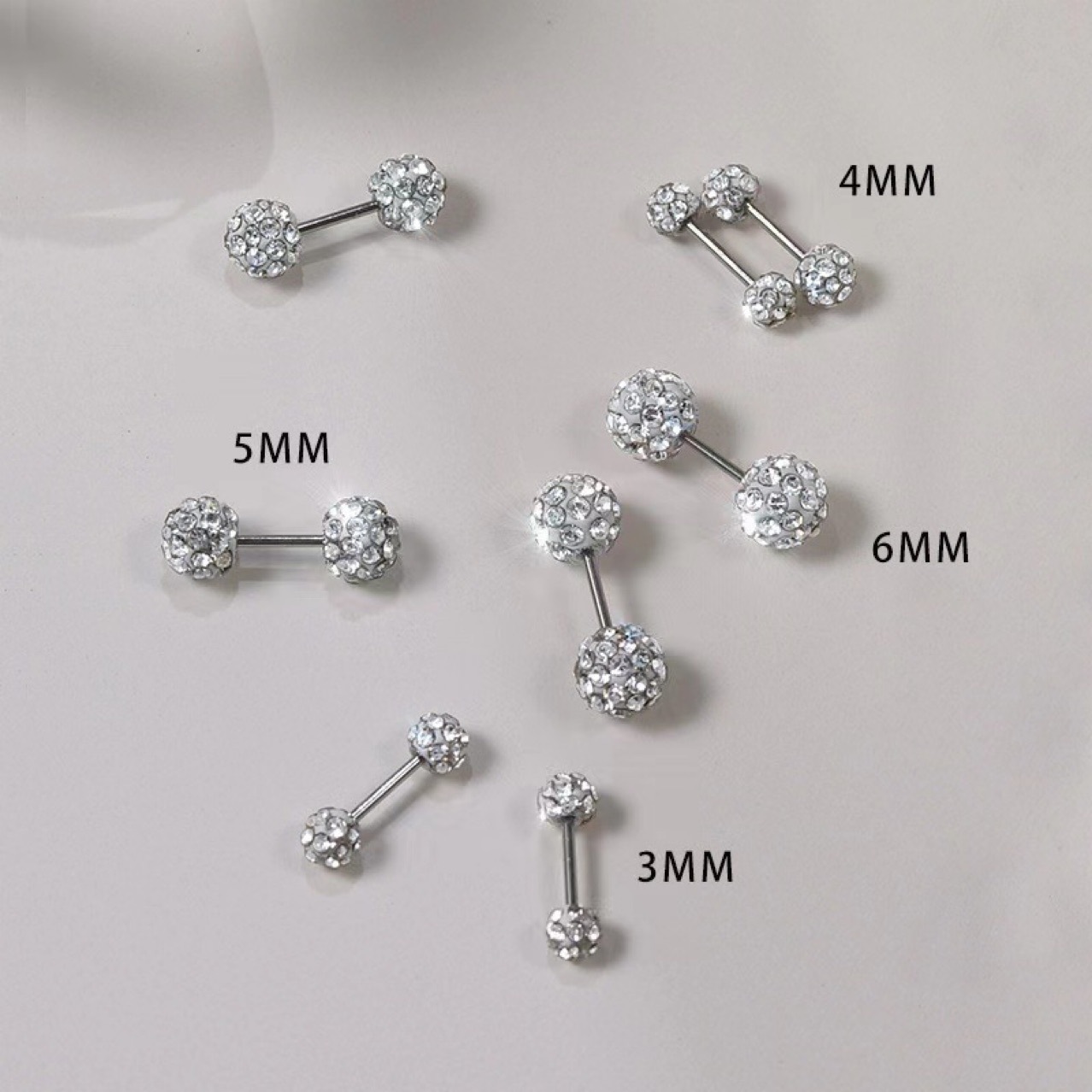 Round Ol No-Pick Soft Clay Full Diamond Ball Earrings 925 Accessible Luxury Style Ear Bone Nail Titanium Steel Ear Piercing Screw Earrings