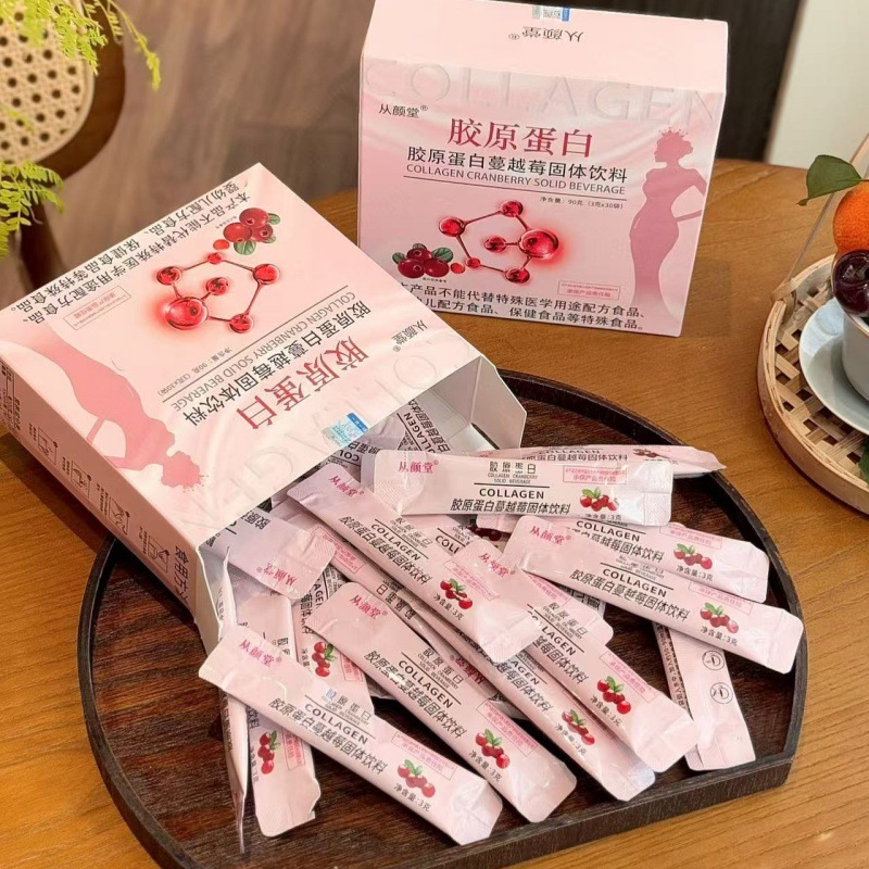 Collagen Cranberry Solid Beverage COLLAGEN CRANBERRY Boxed 30 Small Peptides