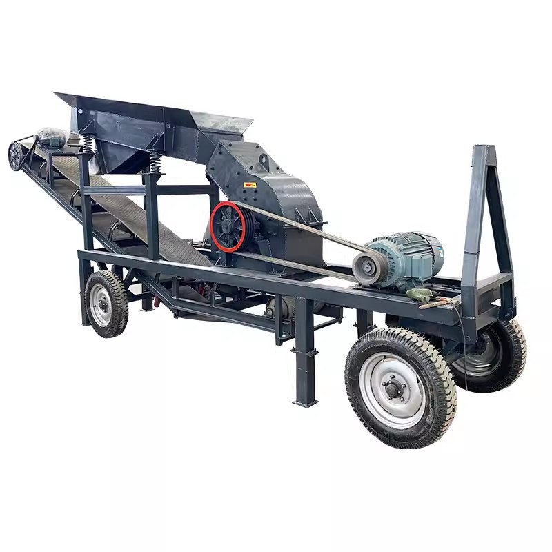 Mobile hammer type sand making truck construction waste concrete aerated cement block stone brick crushing sand making machine