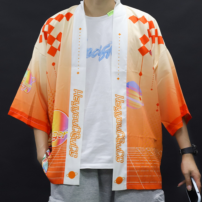 Comic Convention Cosplay Costume Unisex Feathered Cartoon Anime Printed Short-Sleeve Kimono T-Shirt Custom Wholesale