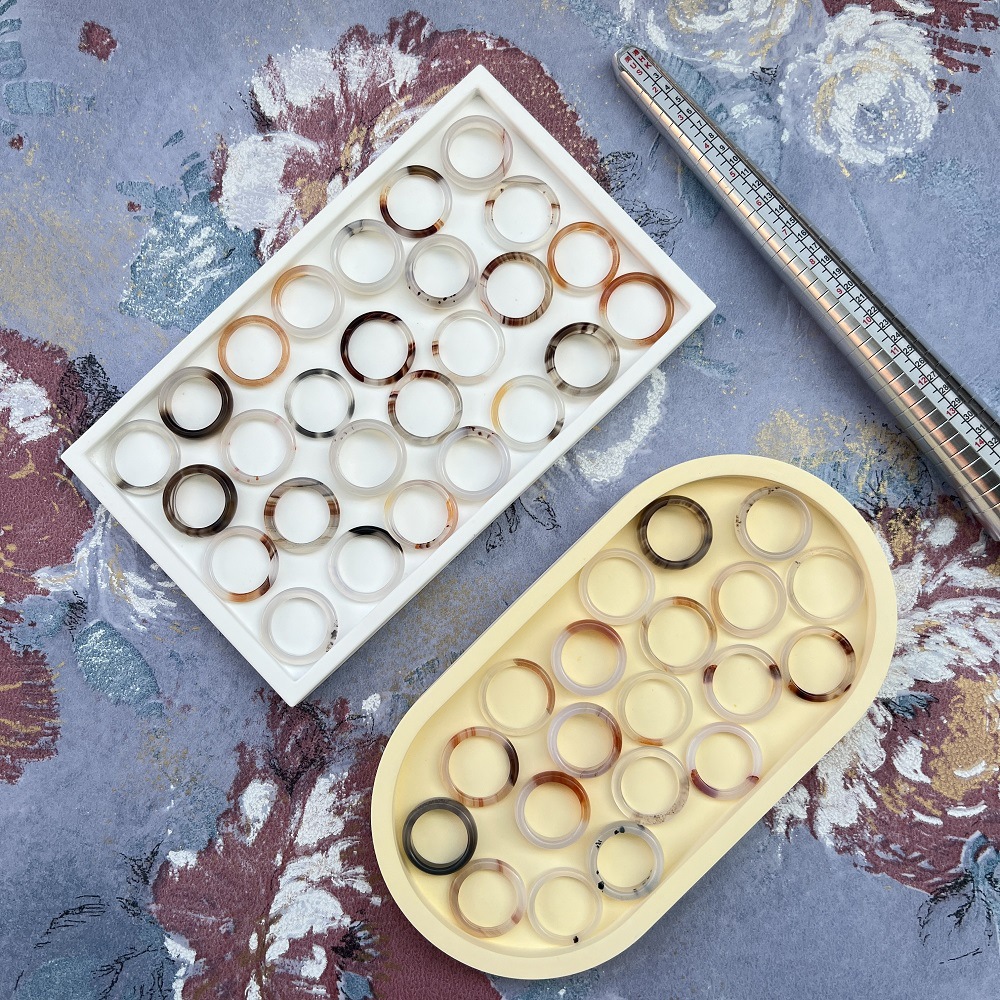 Кольцо в национальном стиле, кольцо из натурального ледяного агата, очень тонкое кольцо для женщин