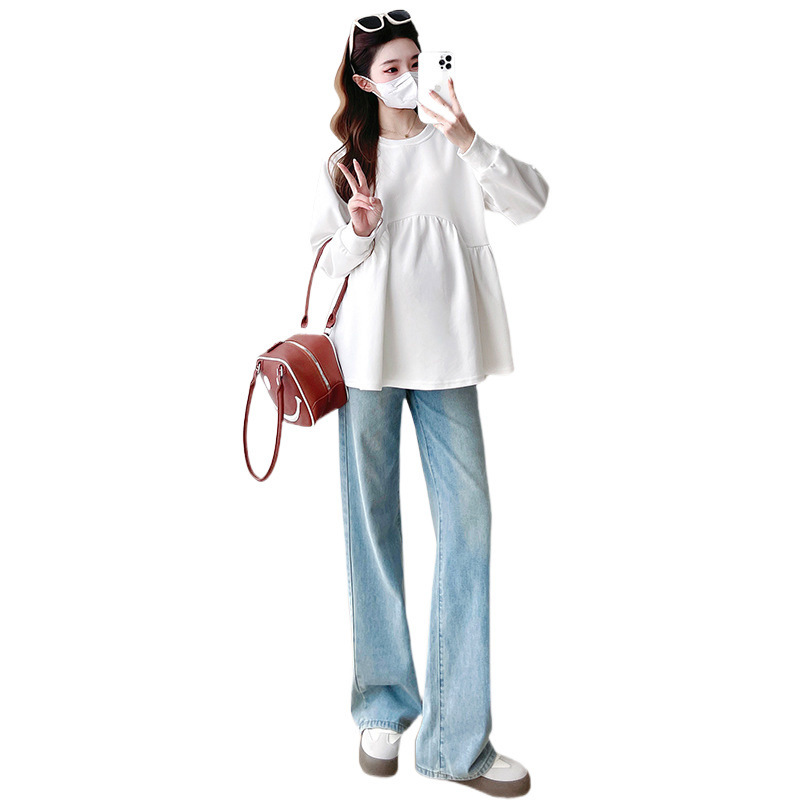 Pregnant women's clothing autumn and winter new fashion age-reducing all-match pregnant women's sweater loose casual long sleeve pregnant women's sweater