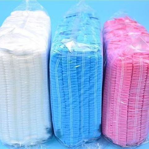 Disposable Hat Hood Sanitary Hat Workshop Work Breathable Blue and White Non-woven Strip Hat Hair Net Dust Cap