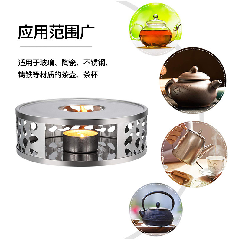 Cross-border stainless steel tea warmer candle heating tea warmer portable heating furnace milk coffee heating base