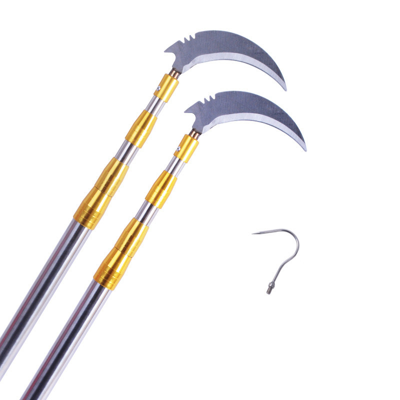 Multi-functional telescopic pole stainless steel copy net pole can be positioned to repair branches high-altitude saw mowing grass sickle hook Toon pole
