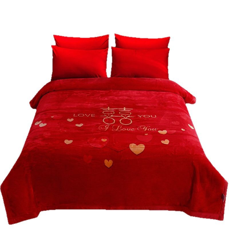 High-End Wedding Blanket, Red Wedding Gift, Dowry Blanket, Double-Layer Thickened Blanket, Cloud Blanket, Autumn and Winter Double Blanket