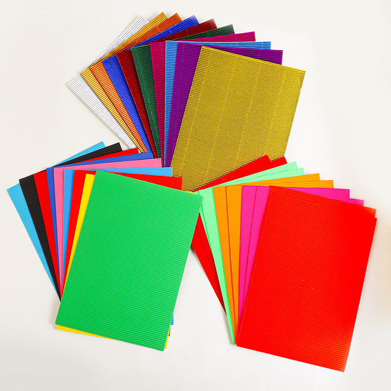 A4 ten-color corrugated paper 8k children's DIY handmade pit paper folding paper-cut paper folding metal color wave paper wholesale
