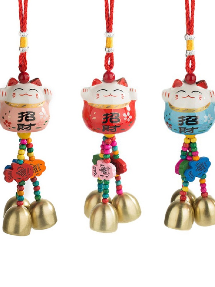 Керамический маленький ветровой колокол Luckcat, висячие украшения, дверной колокол, напоминание о открытии магазина