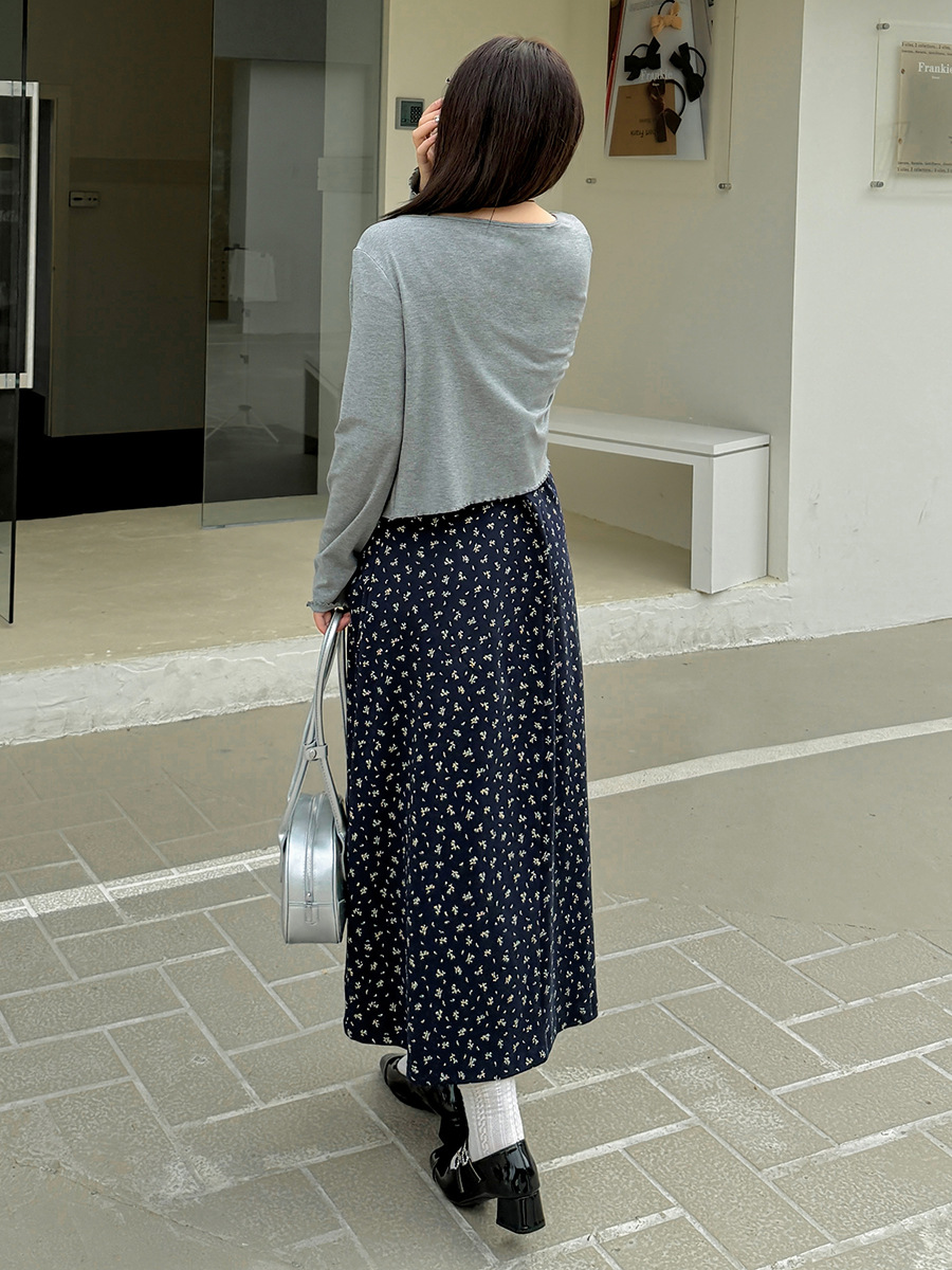 French Spring Long Sleeve Cardigan dress Women's 2025 New plus size Women's Floral Dress with Slip suit 142077