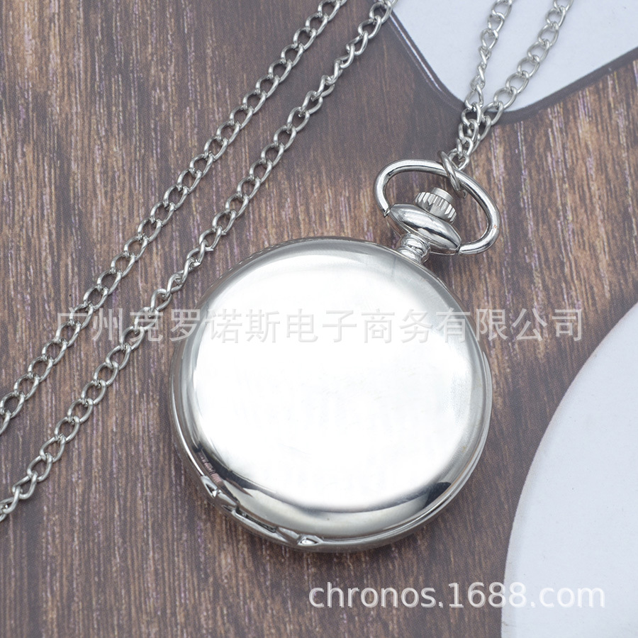 Cross-border classical pocket watch wholesale two-sided light up white pocket watch matte silver two-sided light retro full-light pocket watch