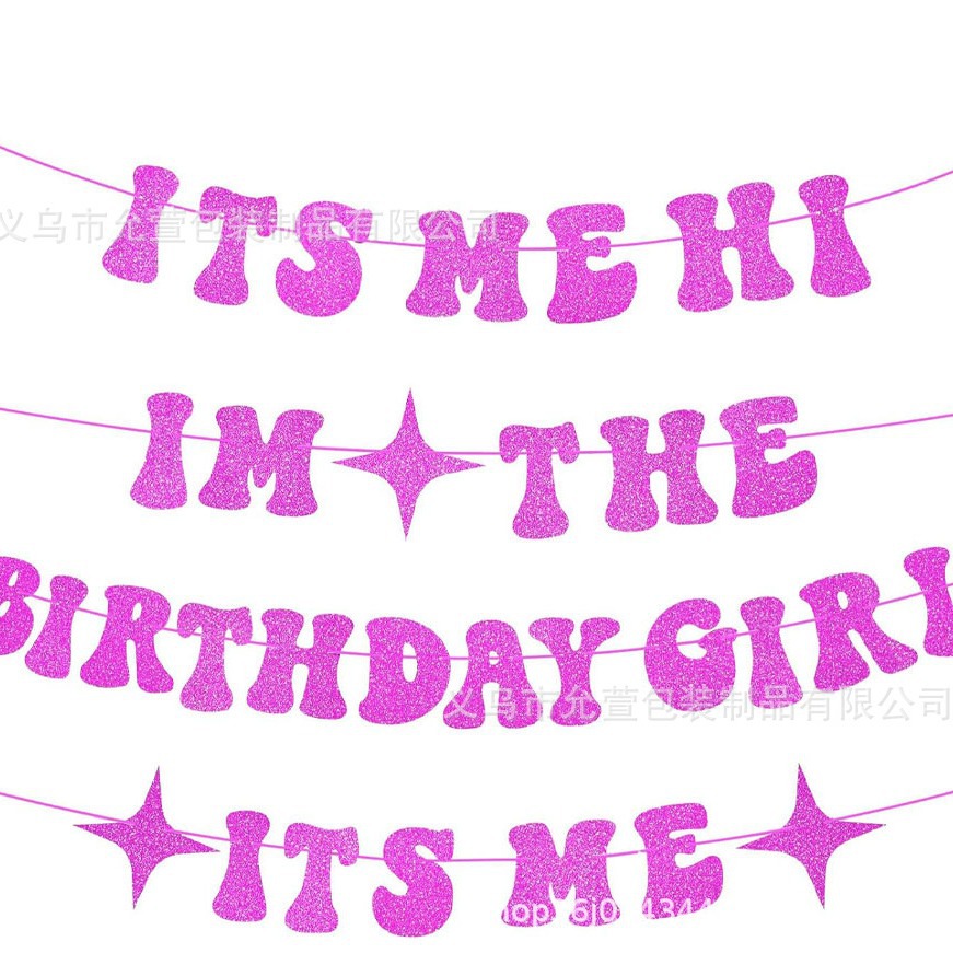 Manufacturer Customized Glitter Glitter Birthday Flag Banner Party Party Flag Latte Art