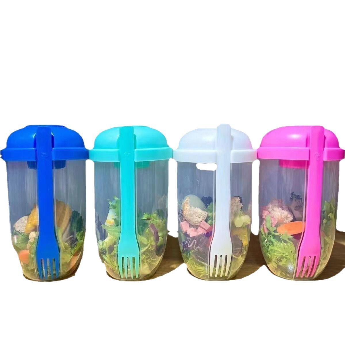 Cross-Border Breakfast Salad Cup with Spoon and Lid for Students to Go Out Portable Fruit and Vegetable Light Snack Milk Cup Milk Powder Can