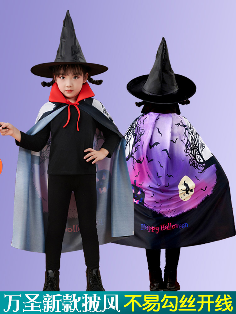 Cross-border Halloween Children's Cloak Performance Suit Magician's Costume Hat suit Three-dimensional Printed Performance Suit