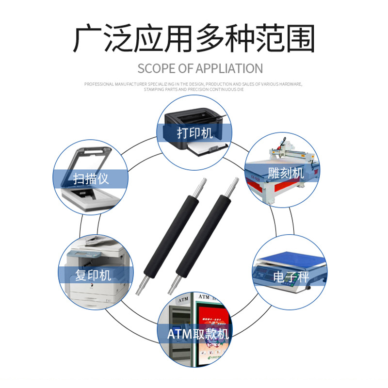 Printer Accessories Polyurethane Rubber Roller Rubber Roller Printer Rubber Roller Roller Multi-Specification Customization