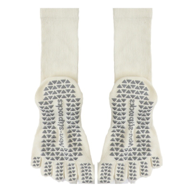 Yoga Socks for Women, Autumn Mid-Calf Non-Slip Sweat-Absorbent Five-Toe Socks, Cross-Border Fitness Sports Split-Toe Pilates Socks