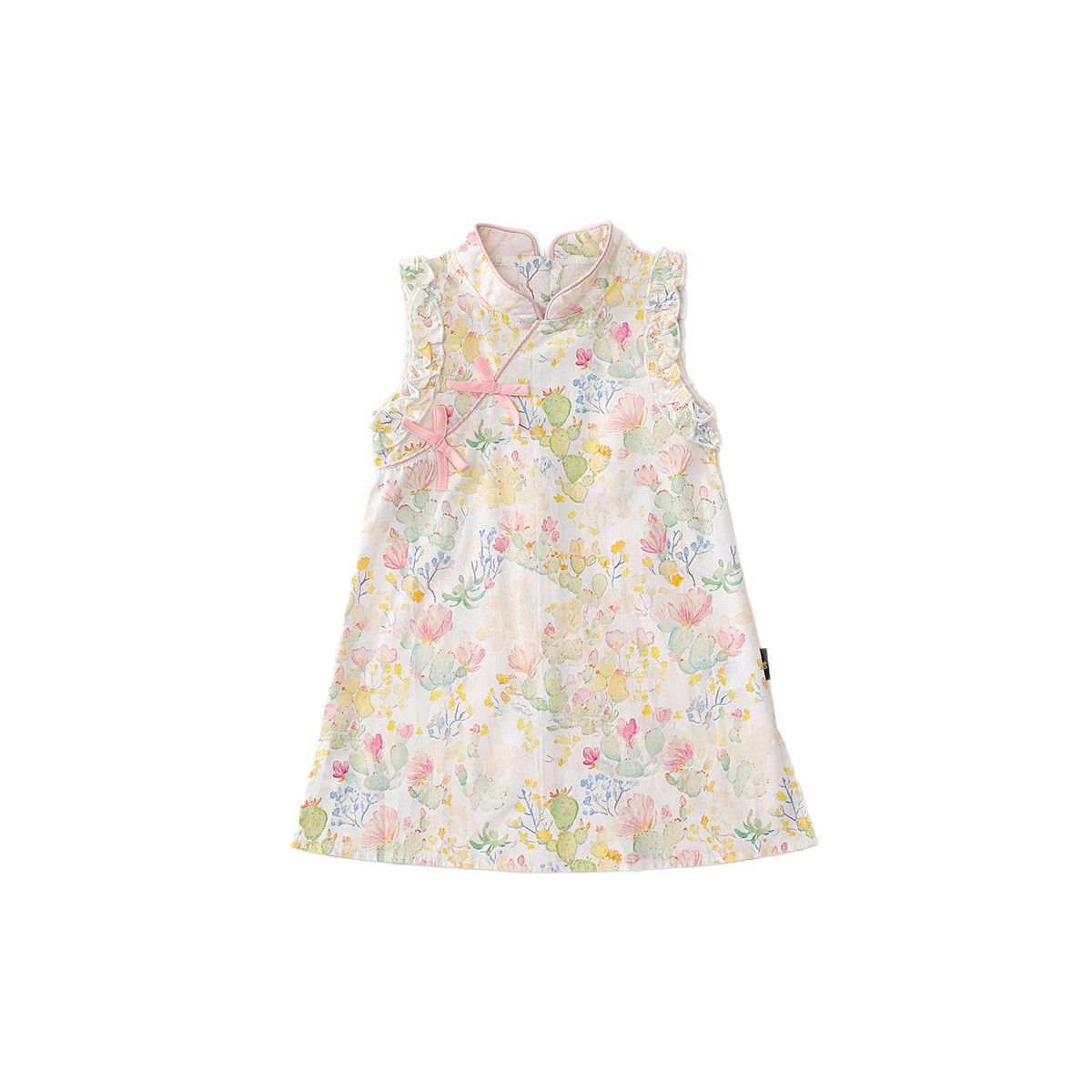 Girls Summer Sleeveless Floral Cheongsam 2025 New Children's Chinese Style Thin Printed Dress Dropshipping