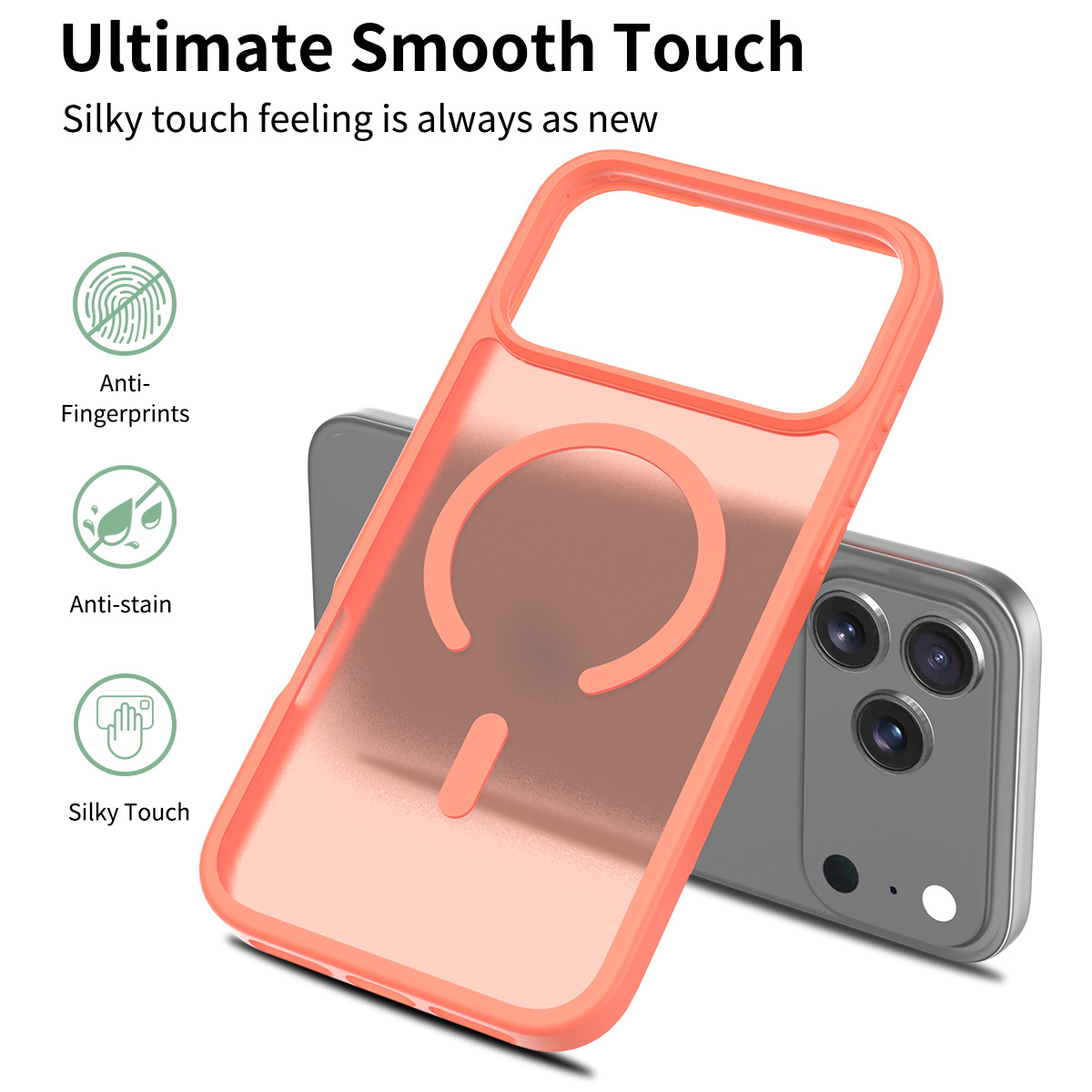 Cross-Border Applicable Iphone17 Promax Mobile Phone Case Silver Shield Skin-Feel Frosted Case 17Air Apple Magnetic Case