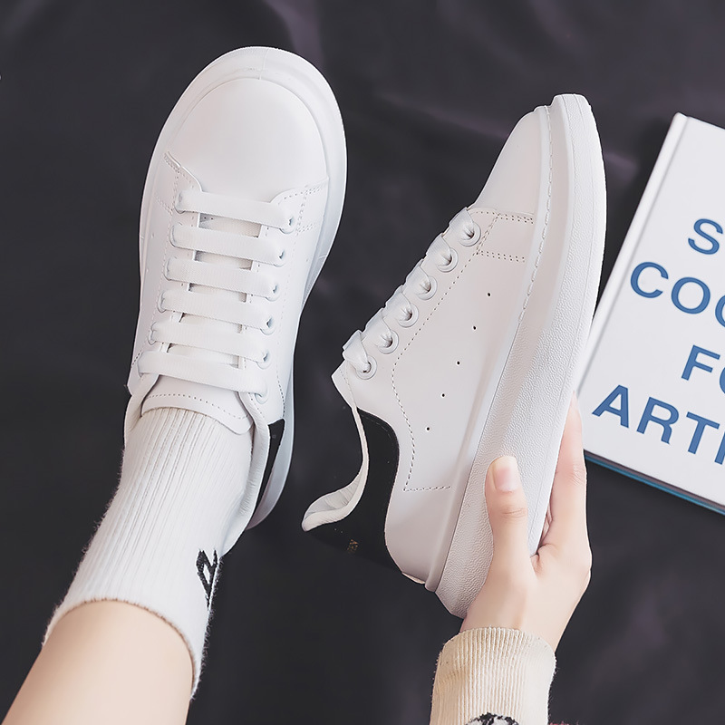 McQueen white shoes women's thick-soled Spring and Autumn New height increasing daddy shoes Net red trendy ins trendy casual sports shoes