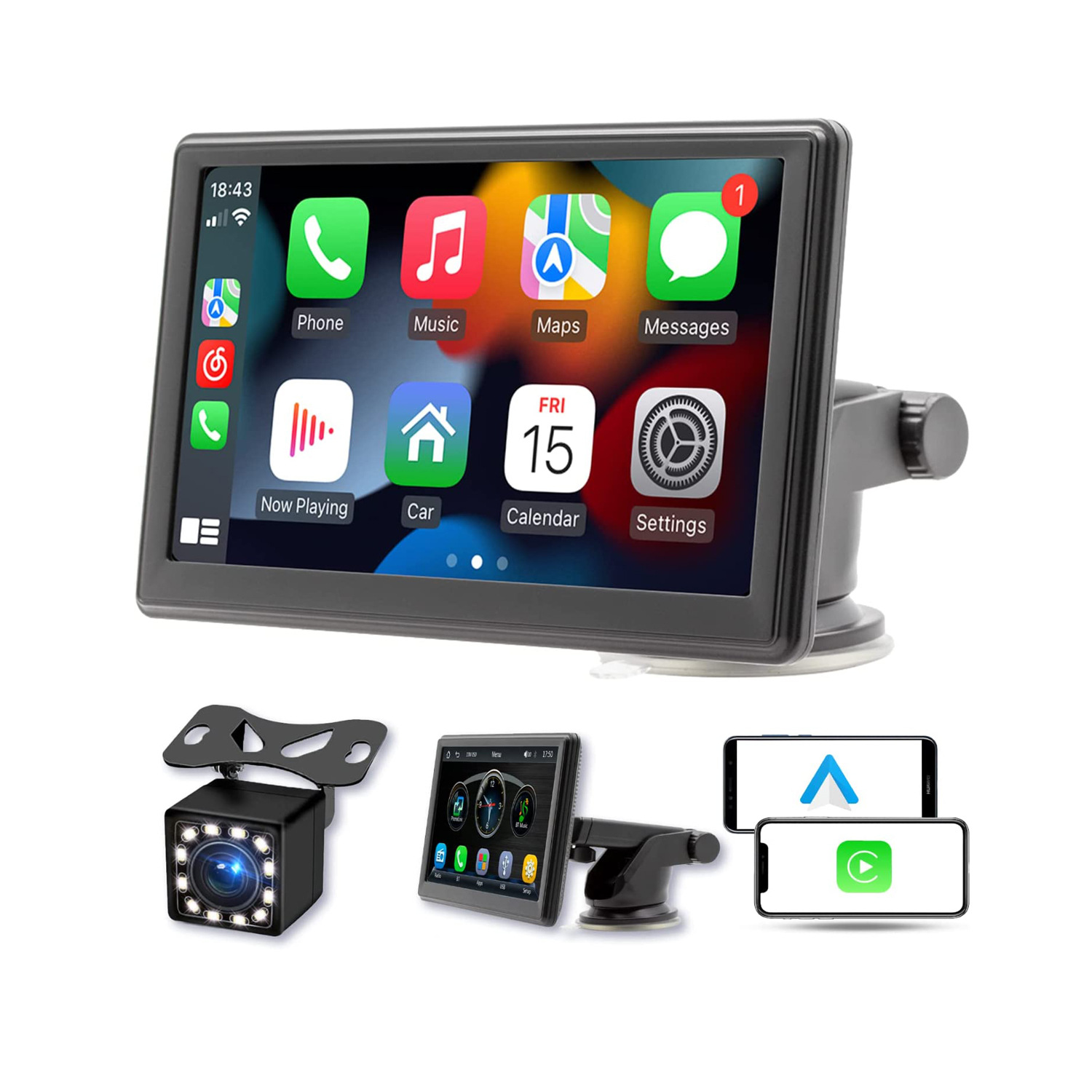 E-Commerce Export Portable 7inch Car Smart Screen Wireless Carplay Screen Projection Car Android Auto Mirror