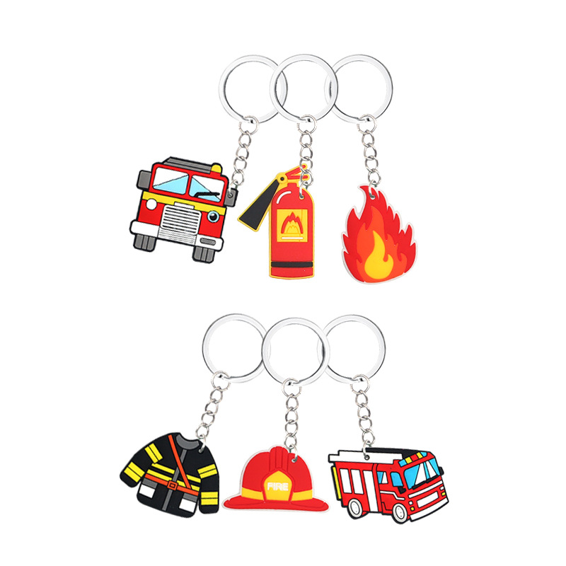 Firefighter party gift birthday supplies children adult fire truck Keychain Car pendant decoration accessories