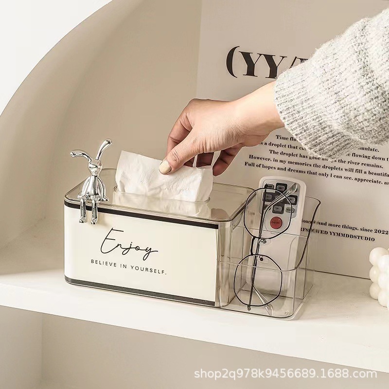 Nordic creative rabbit crafts with screw cup lid handle accessories household tissue box jewelry storage box ornaments