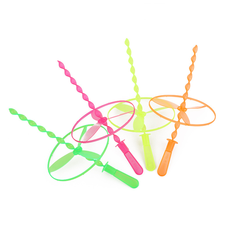 Medium-sized non-luminous flying sky fairy hand-pushed flying saucer nostalgic toys wholesale bamboo dragonfly stall push gifts
