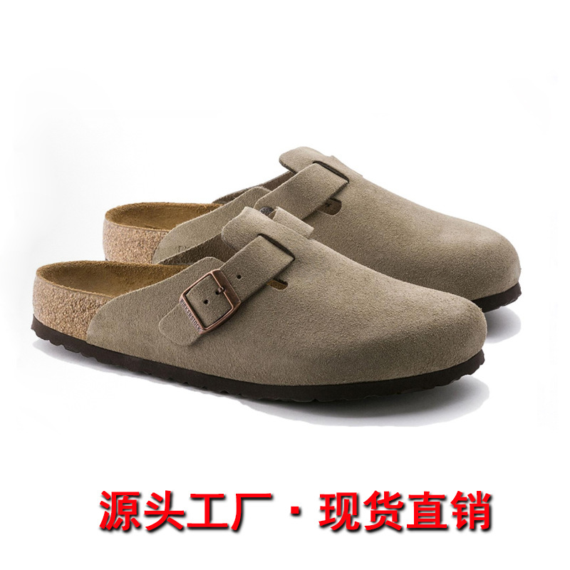 Тапочки из натуральной кожи для мужчин и женщин, полутеплые, с пробковыми вставками, тапочки Birkenstock
