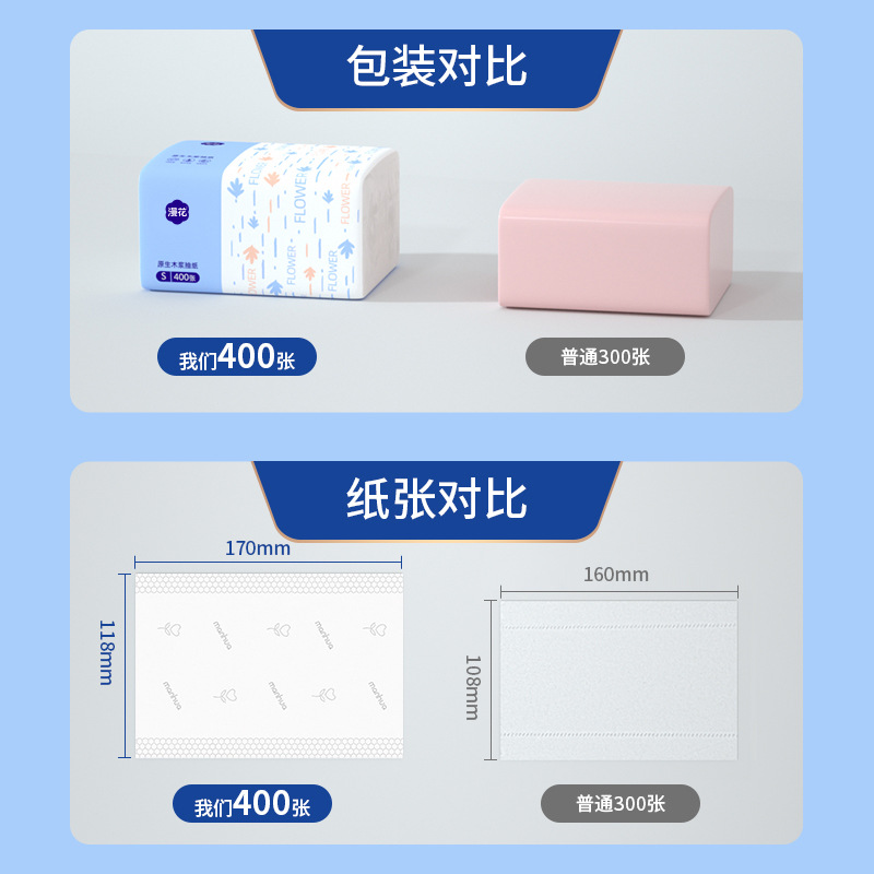Manhua Tissue Paper 400 Sheets Thickeneded Napkins S Size Household Paper Towels Affordable Log Facial Tissue Toilet Paper