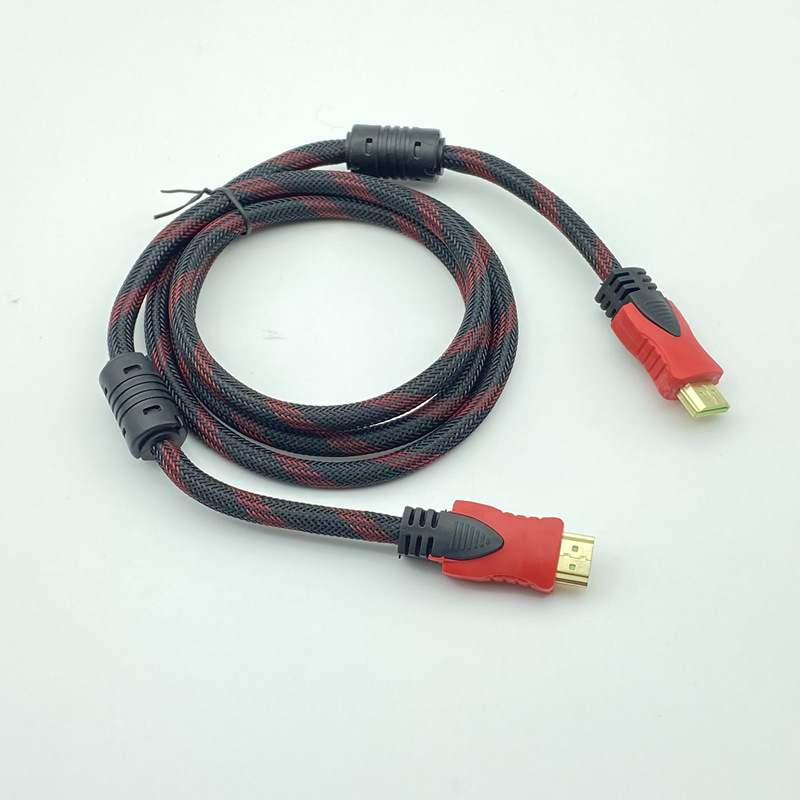 Red and black net gold-plated computer TV set-top box projector cable 1.5 meters 1.4 version HDMI HD line