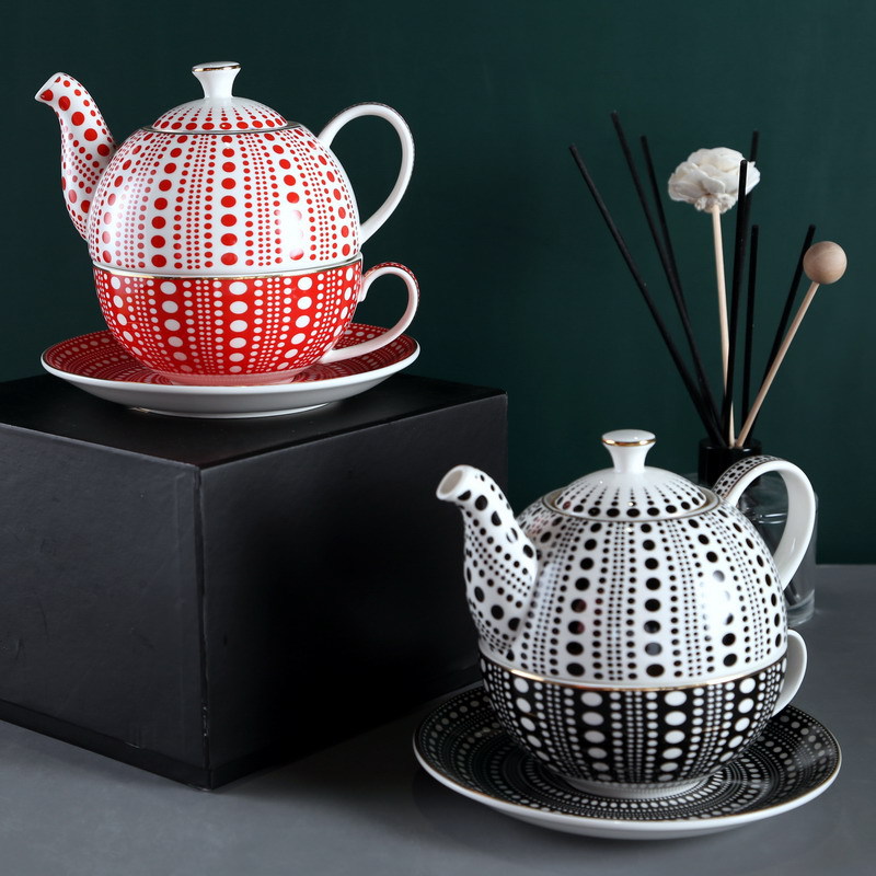 Британский керамический чайник с градиентом цвета, чашка и блюдце, для одного, послеобеденный чай, кофе, цветочный чайник