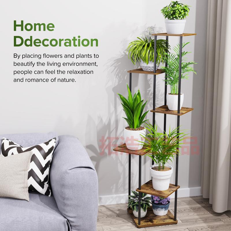 Cross-Border Multi-Layer Iron Flower Stand Special-Shaped Indoor Living Room Ironwood Flower Pot Stand Simple Courtyard Balcony Metal Plant Stand