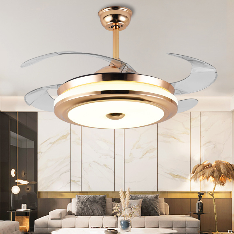Invisible Fan Light with Intelligent Control for Living Room and Bedroom, Ceiling Fan Light with Strong Wind Power, Household Inverter Fan with Integrated Chandelier