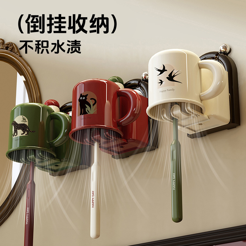 Держатель для зубных щеток и стаканов для полоскания, настенный, без отверстий, антикварный, для туалета