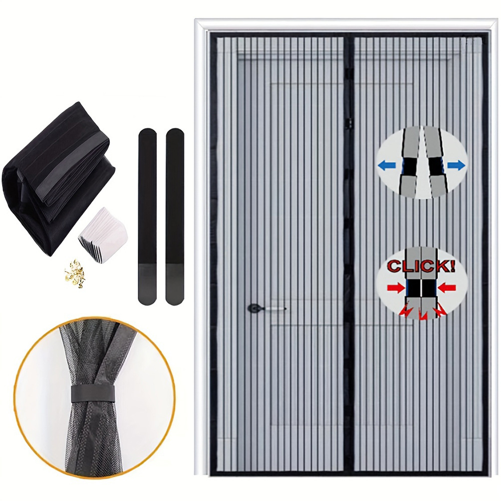 Magnetic Soft Yarn Door Curtain Wear-free Magnetic Strip Summer Anti-mosquito Door Curtain Encrypted Embroidered Yarn Curtain Soft Door Curtain Self-adhesive Door Curtain