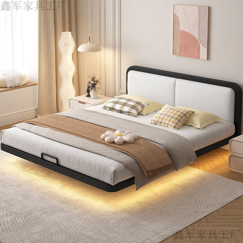 Rental Single-Out Double-Person Internet-Popular Bed Frame Simple Suspension Bed Modern Bedroom Big Bed Household Small Apartment Non-Bedside Bed
