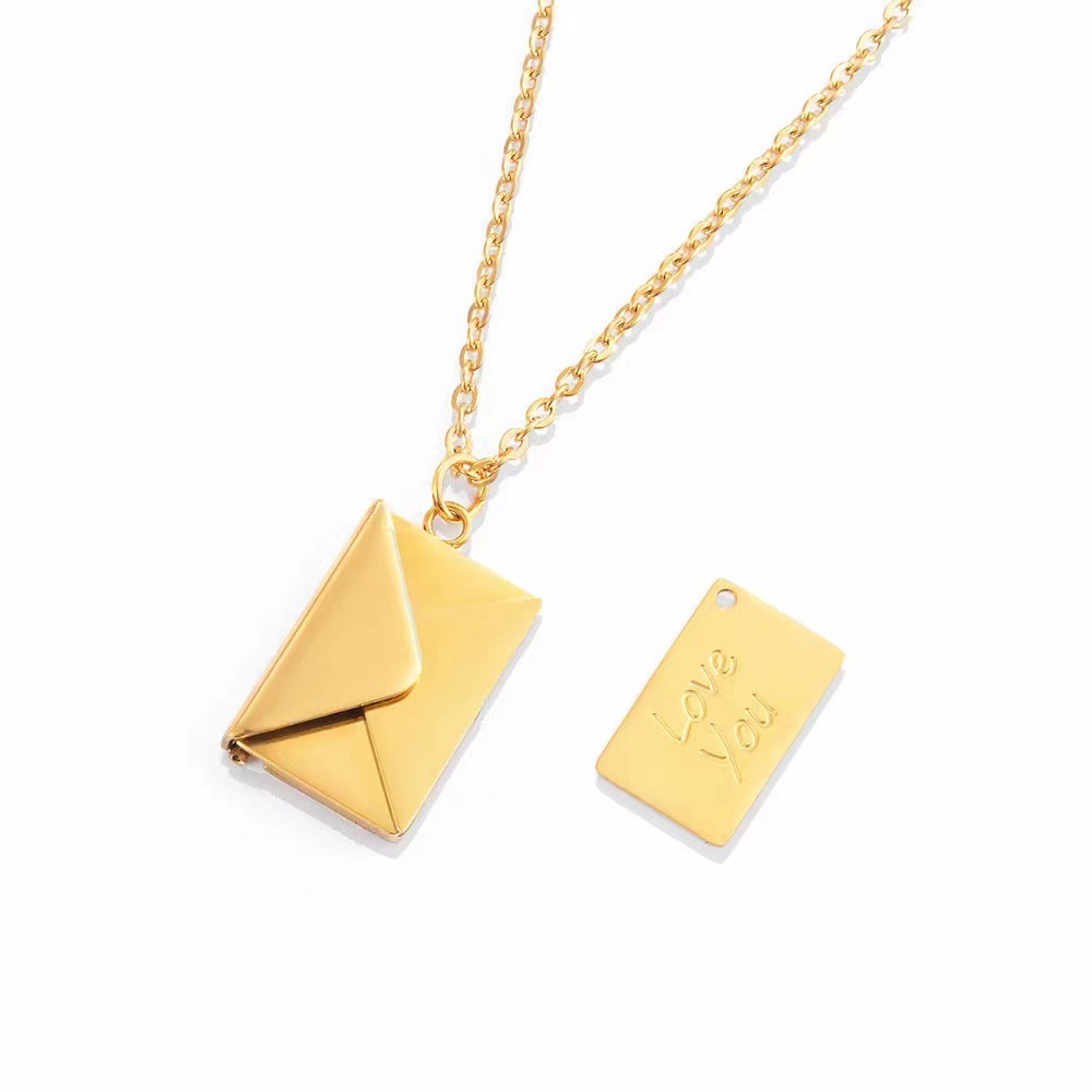 European and American Cross-Border Hot Selling Christmas Couple Gift Envelope Love Letter Clavicle Chain Women's High-End Light Luxury Openable Pendant
